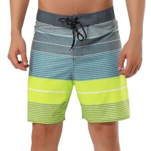 Summer Printed Drawstring Color Block Swim Beach Shorts Board shorts Yellow Blue